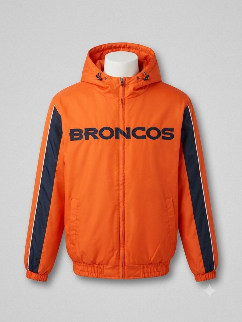 Vintage NFL Denver Broncos Orange and Navy Hooded Jacket